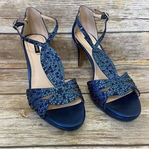 Alex Marie Blue Beaded Heels